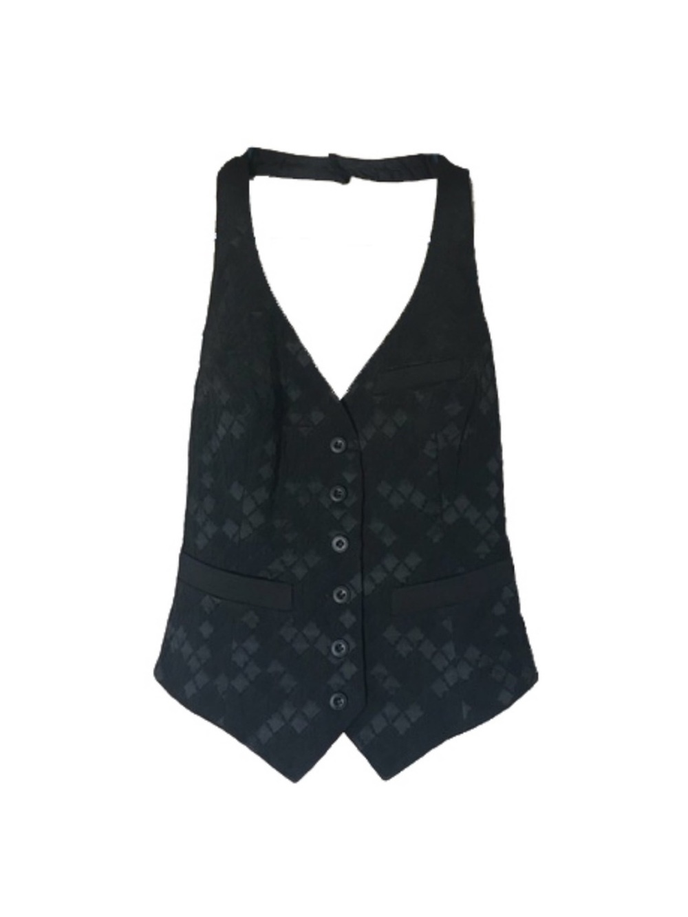Anne Fontaine Samy Paris Black Halter Quilted Vest
